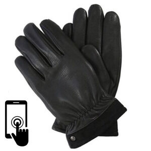 UGG Men Touch Screen Leather Gloves Black XL